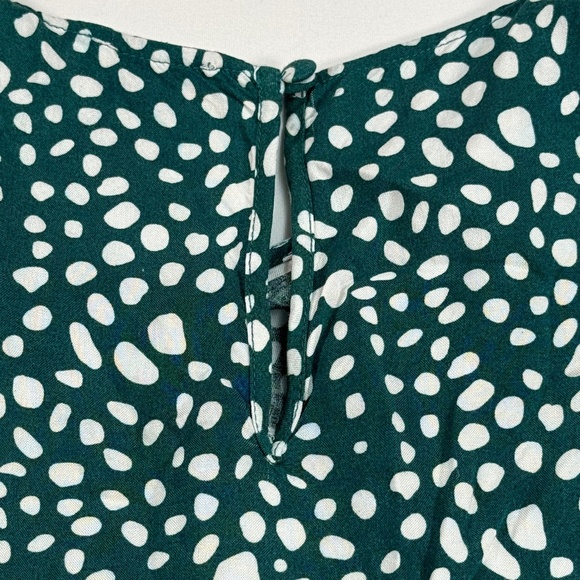 Dear Siouxsie Polka Dot Romper Womens Size XL Green White Pockets Keyhole Tie - Picture 13 of 13